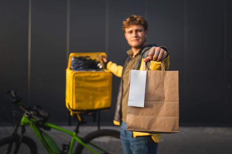 Courier with thermal backpack